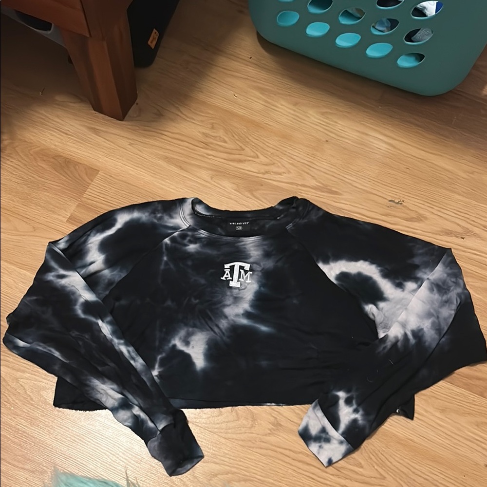 Texas A&M - Hype and Vice XS Black and White Tie-Dye Crop Top